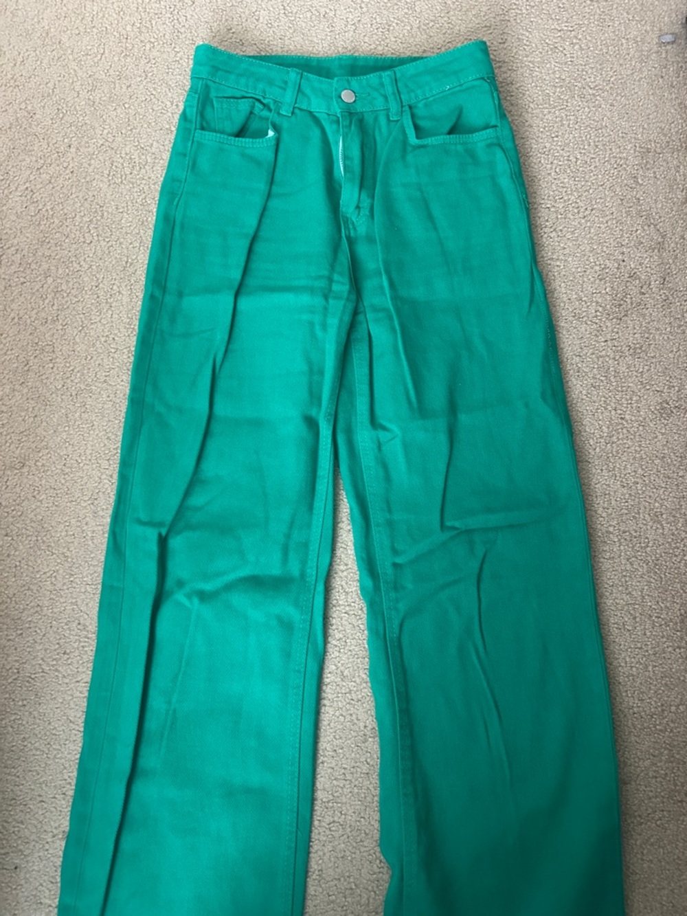 Amazon Teal Wide-Leg High-Rise Pants